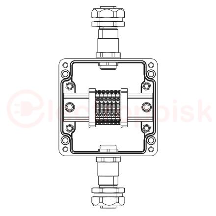 Взрывозащищенная клеммная коробка из полиэстера TBE-P-03-(6xCBC.2)-1xKAEPM2MHK-20(A)-1xKAEPM2MHK-20(C)1Ex e IIC Т5 Gb / Ex tb IIIC T95°C Db IP66 / КЗ