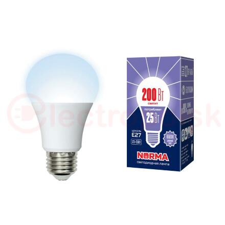 LED-A70-25W/6500K/E27/FR/NR Лампа светодиодная. Форма ''A'', матовая. Серия Norma. Дневной белый свет (6500K). Картон. ТМ Volpe''