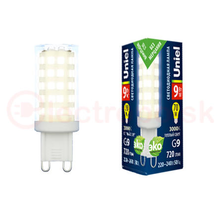Лампа светодиодная LED-JCD-9W/3000K/G9/CL GLZ09TR прозрачная теплый белый свет