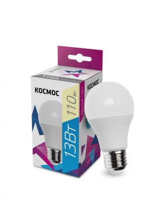 Лампа светодиодная LED 13Вт 220В Е27 D60х108 3000 теплый А60 Космос
