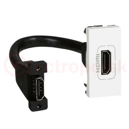 Розетка HDMI Mosaic 1 модуль оборудована шнуром белая
