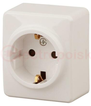Розетка 2P+E Schuko со шторками, 16A-250В, ОУ, Эра Эксперт, сл.кость, 11-2204-02