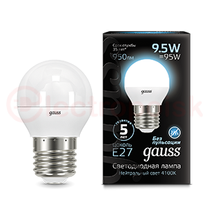 Лампа светодиодная LED 9.5 Вт 950 Лм 4100К белая Е27 Шар Black Gauss