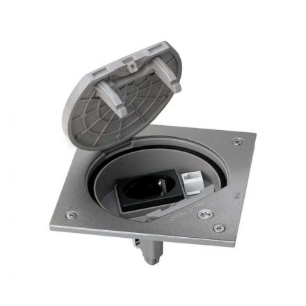 Основа влагостойкая IP66 с замком, розеткой Schuko и разъемом RJ45 Cat.5e UTP из нержавеющей стали K45 Connect