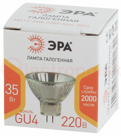 Лампа светодиодная GU4-MR11-35W-220V-30 CL (галоген софит 35Вт нейтр GU4). (10/300/12000)