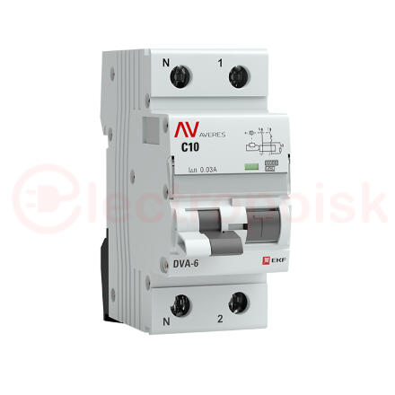 Автомат дифференциальный DVA-6 1P+N 10А (C) 30мА (A) 6кА AVERES