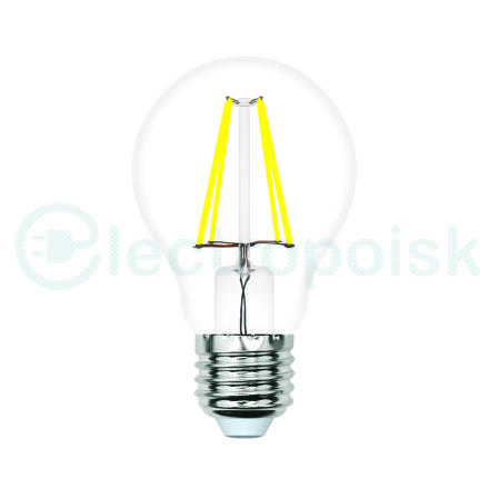 Лампа светодиодная LED-A60-5W/4000K/E27/CL/SLF Форма A прозрачная Белый свет (4000K) ТМ Volpe