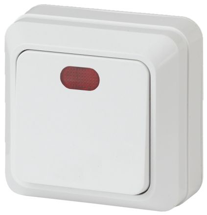 Выключатель с подсветкой, 10А-250В, ОУ, б.м.п., Quadro, белый,2Э-102-01