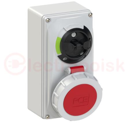 Розетка настенная 16А/400V/3P+N+E/IP67, с         выключателем и блокировкой