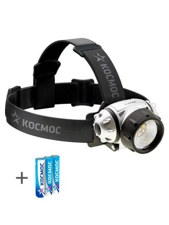 Фонарь налобный KOC-H19-LED, XPE LED + 6 SMD, 3 батарейки ААА,  250Lm, Космос