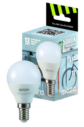 Лампа светодиодная LED 12Вт E14 5000K шар 230/50 ФАZА