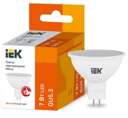 Лампа светодиодная LED 7вт 230в GU5.3 тепло-белый ECO