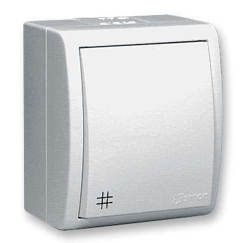 Simon15 Aqua Выключатель проходной с 3-х мест (перекрёстный) с подсвет. IP54 10А 250В винт.заж. S15A белый