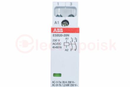 Контактор ESB20-20N-06 модульный (20А АС-1, 2НО), катушка 230В AC/DC