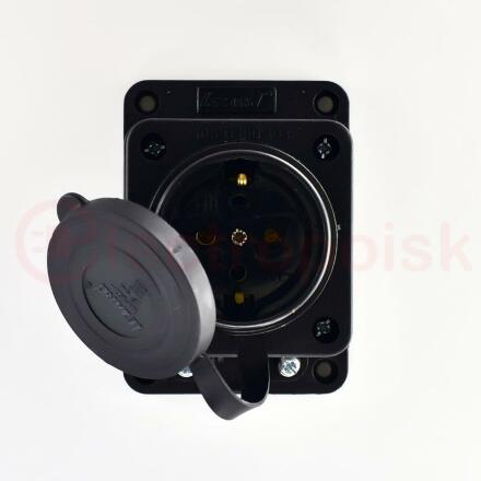Розетка прямая 1х2Р+РЕ 1х16А 220v (каучук)
