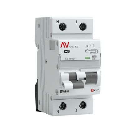 Автомат дифференциальный DVA-6 1P+N 20А (C) 30мА (A) 6кА AVERES