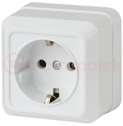 Розетка Intro Quadro 2Э-202-01 с заземлением 2P+E Schuko, 16А-250В, IP20, ОУ, без монтажной пластины, белый