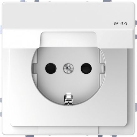 Розетка D-Life 16А с заземляющим контактом и      крышкой IP 44 белый лотос SD