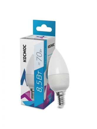 Лампа светодиодная LED 8.5Вт CN 220В E14 D37x99 4500K белый 720 лм Космос