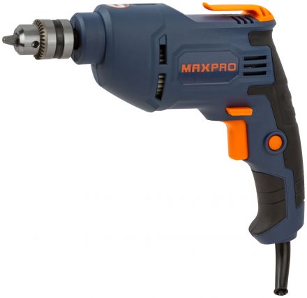 MAX-PRO Дрель Электрическая 450Вт, 0-2700об/мин, ключевой патрон 0,8-10мм, 1,2 кг, коричневые резиновые вставки