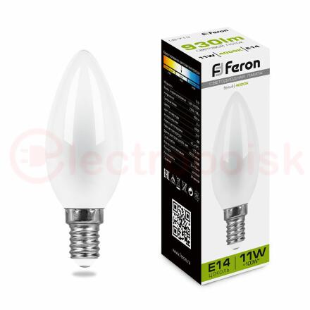 Лампа светодиодная LED 11вт Е14 белый матовая свеча FILAMENT