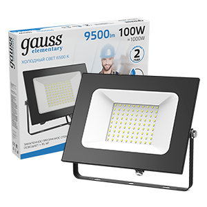 Прожектор светодиодный ДО-100 Вт 9500 Лм 6500К IP65 175-265 В черный LED Elementary Gauss