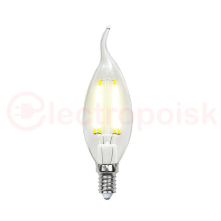 LED-CW35-6W/NW/E14/CL GLA01TR Лампа светодиодная. Форма ''свеча на ветру'', прозрачная. Серия Air. Белый свет (4000K). Картон. ТМ Uniel