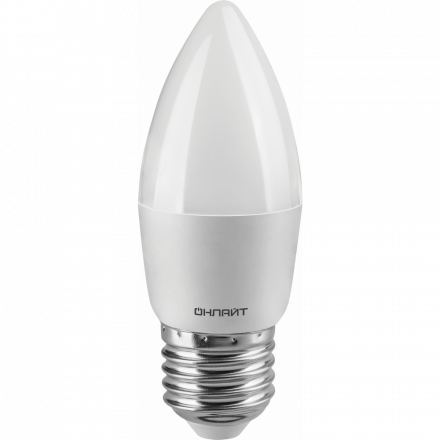 Лампа светодиодная LED 8вт E27 теплый матовая свеча