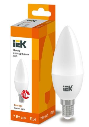 Лампа светодиодная LED 7вт Е14 тепло-белый матовая свеча ECO