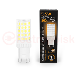 Лампа светодиодная LED 5.5 Вт 560 Лм 3000К теплая G9 капсула 220 В керамика Black Gauss Лампа светодиодная LED 5.5 Вт 560 Лм 3000К теплая G9 капсула 220 В керамика Black Gauss